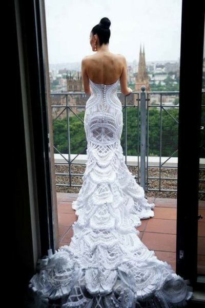 Вязаное свадебное платье
